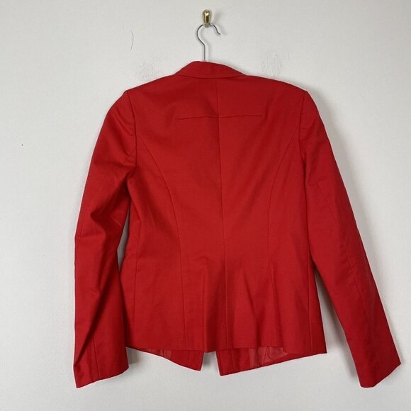 Calvin Klein Woman’s Red Blazer Zip Collar Single Button Size 8 Petite - Picture 6 of 6
